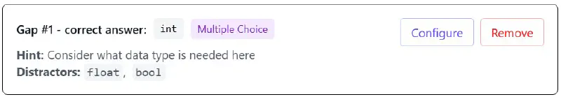 Editing of a multiple choice gap #1