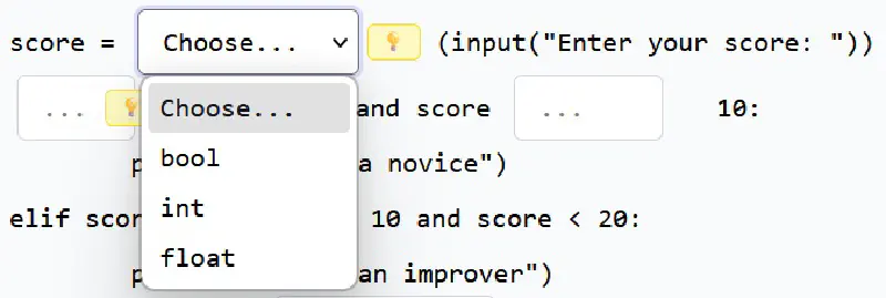 Student view of multiple choice gap